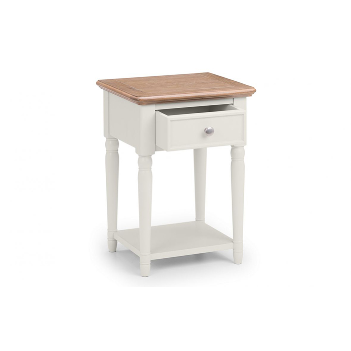 Provence Grey Lacquer 1 Drawer Lamp Table - Click Image to Close